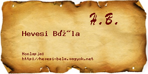 Hevesi Béla névjegykártya